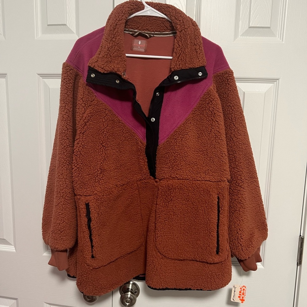 NWT Free People Fall to Rise Fleece Quarter Button Up